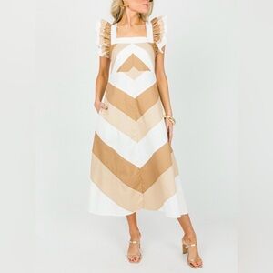 Sophie the Label Jamie Dress Color blocked Midi Medium Ruffle Sleeve